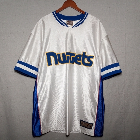 Majestic Denver Nuggets NBA Hardwood classic spellout 1/4-zip pullover jersey L - Picture 2 of 15